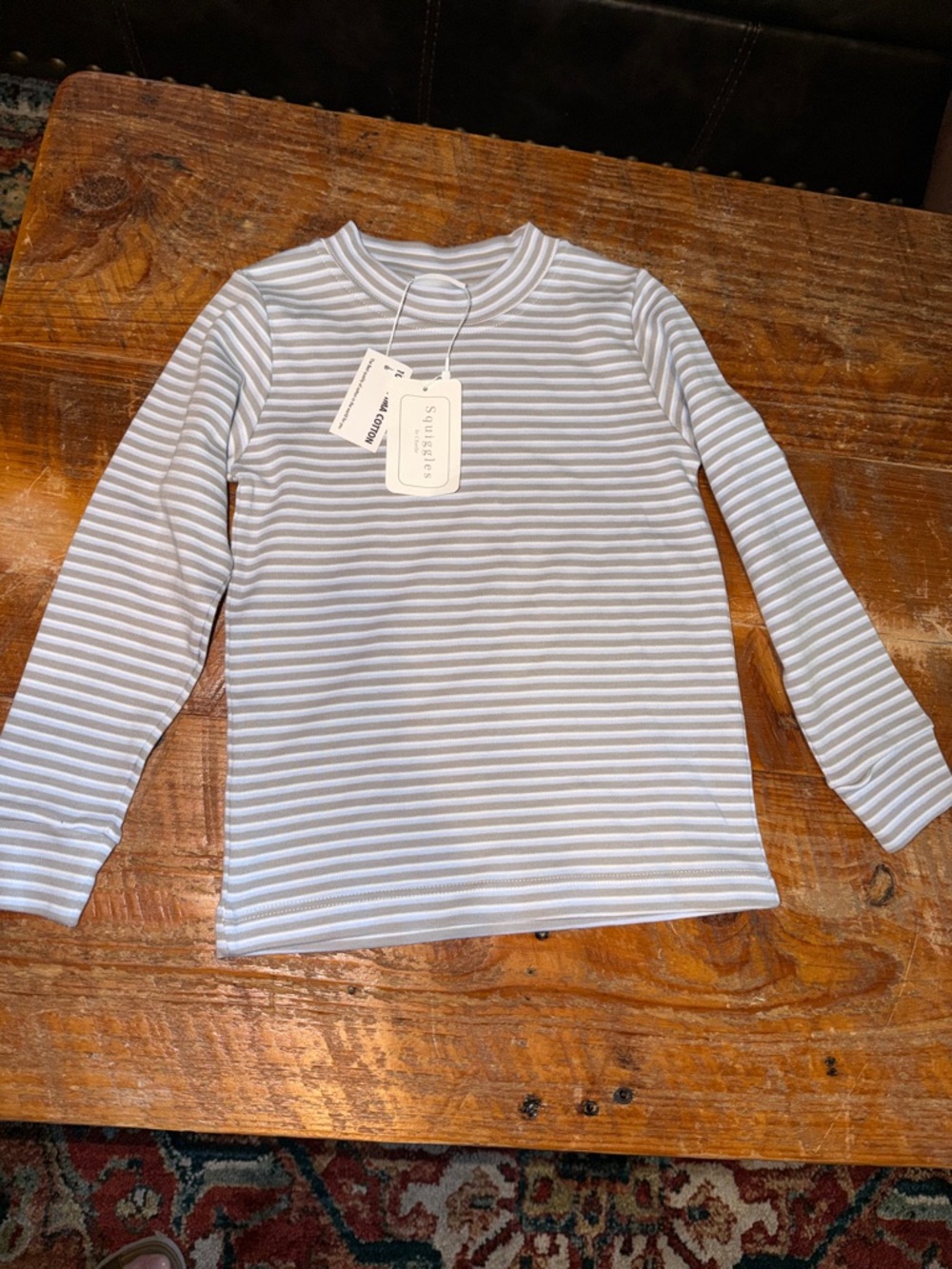 Striped Long-Sleeve Kids Tee - Light Blue & White